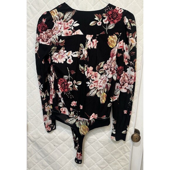 AFRM Los Angeles Long Sleeve Floral Bodysuit Small Multicolor Polyester Blend - Picture 2 of 5